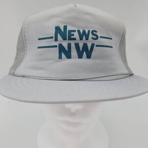 Vintage News NW White Trucker Baseball Mesh Hat Cap 90s Flat Bill